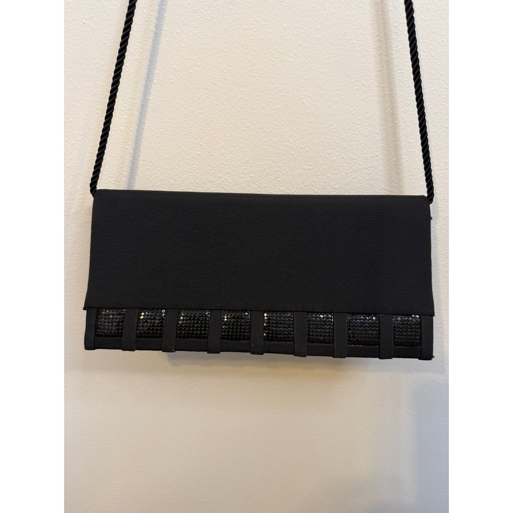 Whiting and Davis Clutch Bag Womens OS Black Excellent Sequin Trim Formal